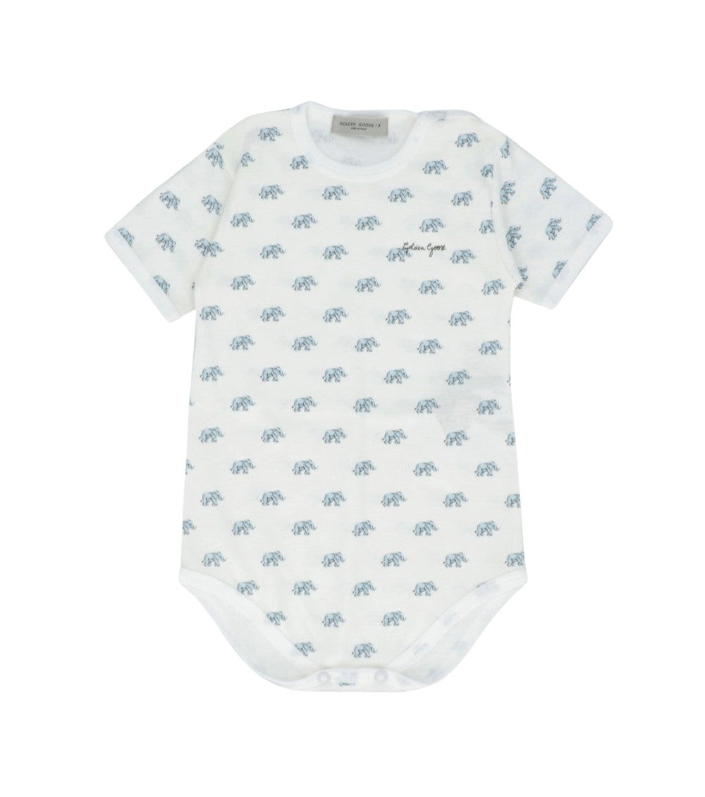 3-piece White Animal Print Rompers/Hat (Baby Girls) 3