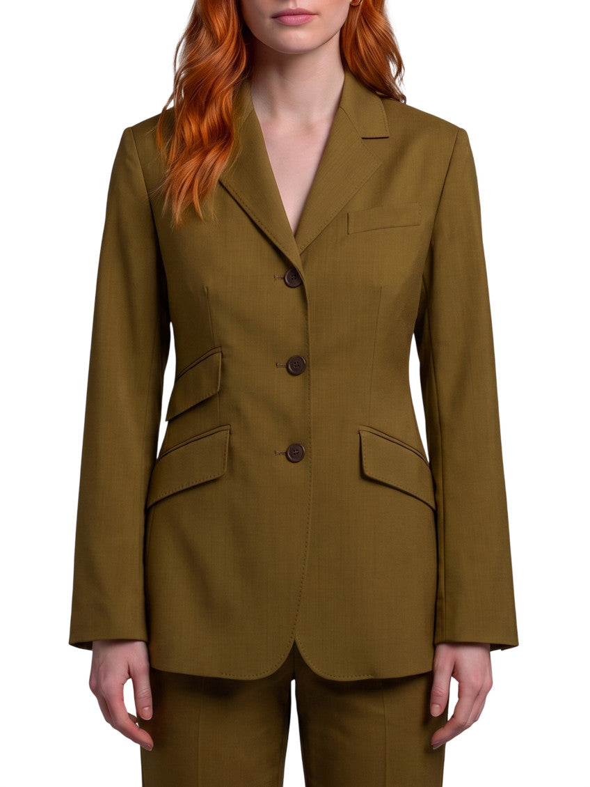 Green Notched Lapel Blazer 1