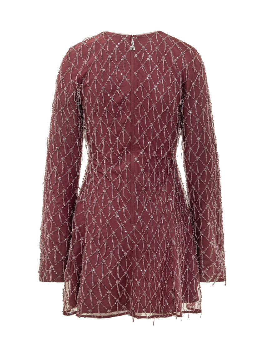Maroon Crew Neck Mini Dress 4
