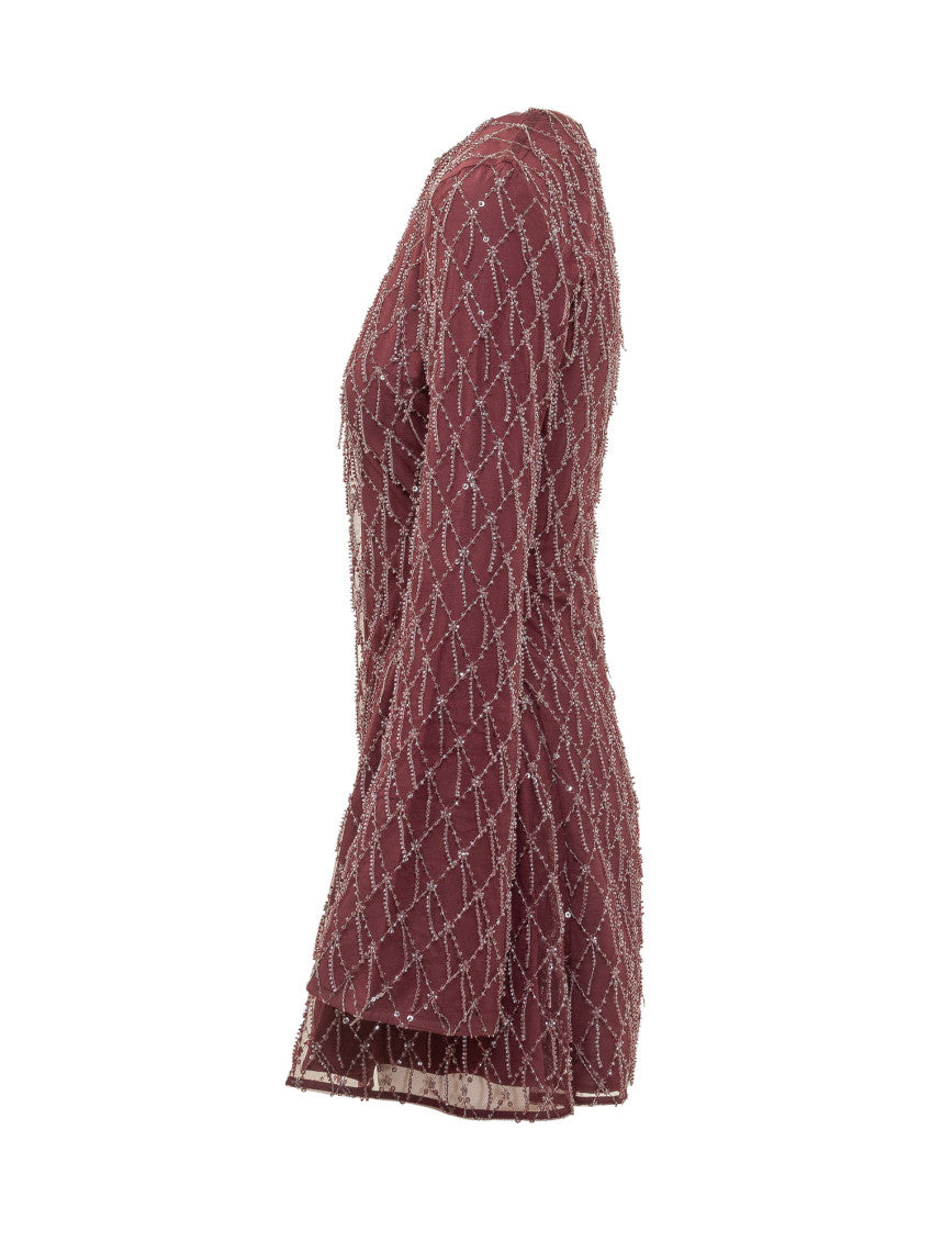 Maroon Crew Neck Mini Dress 5
