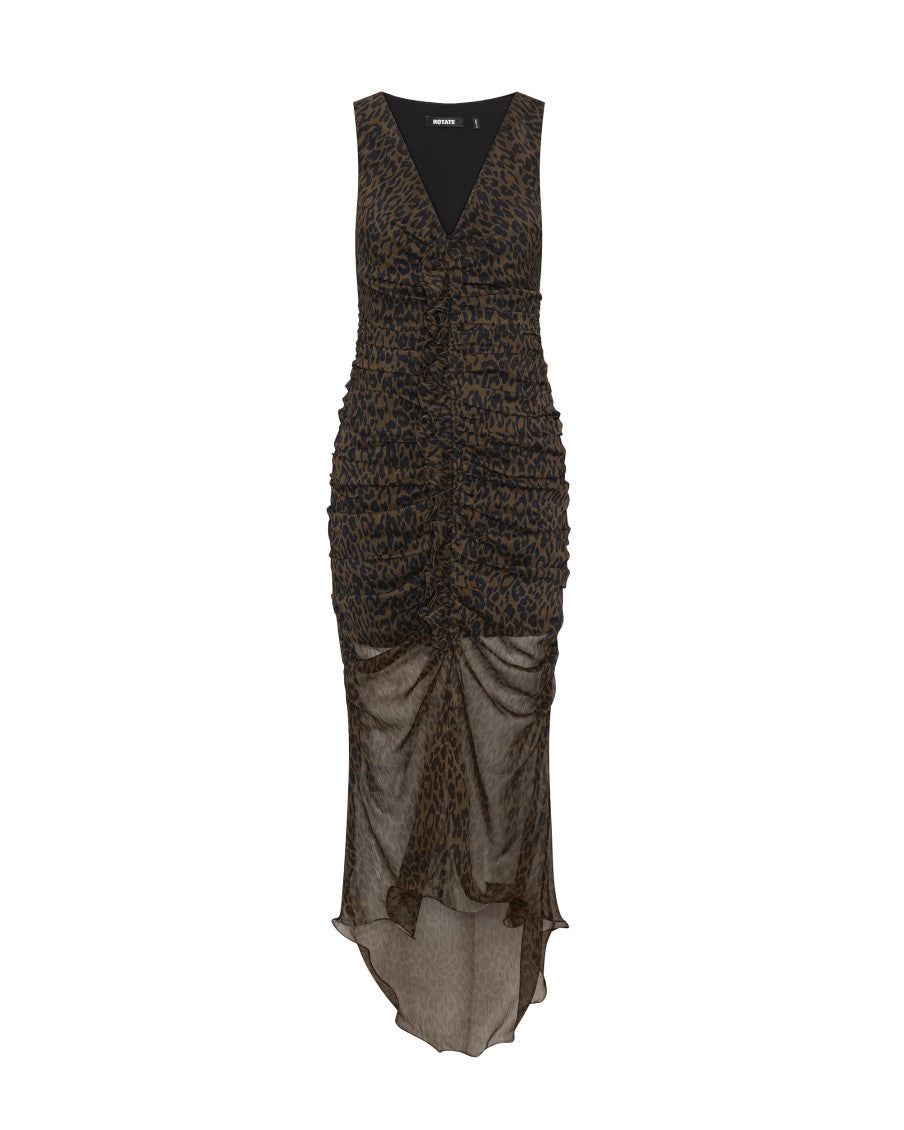 Dark Brown V Neck Midi Dress 2