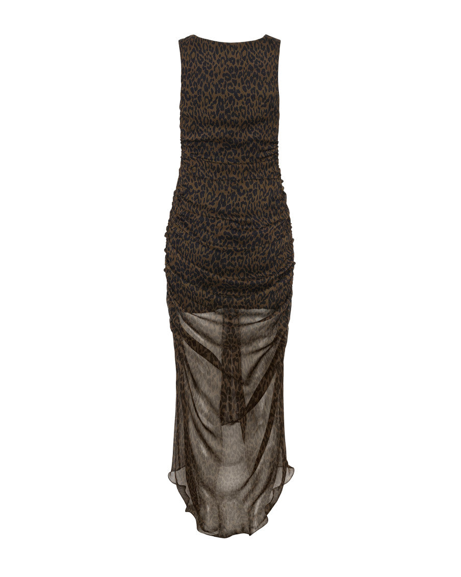 Dark Brown V Neck Midi Dress 3