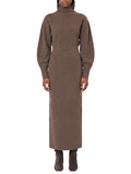 Brown Mock Collar Maxi Dress 1