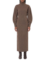 Brown Mock Collar Maxi Dress 1