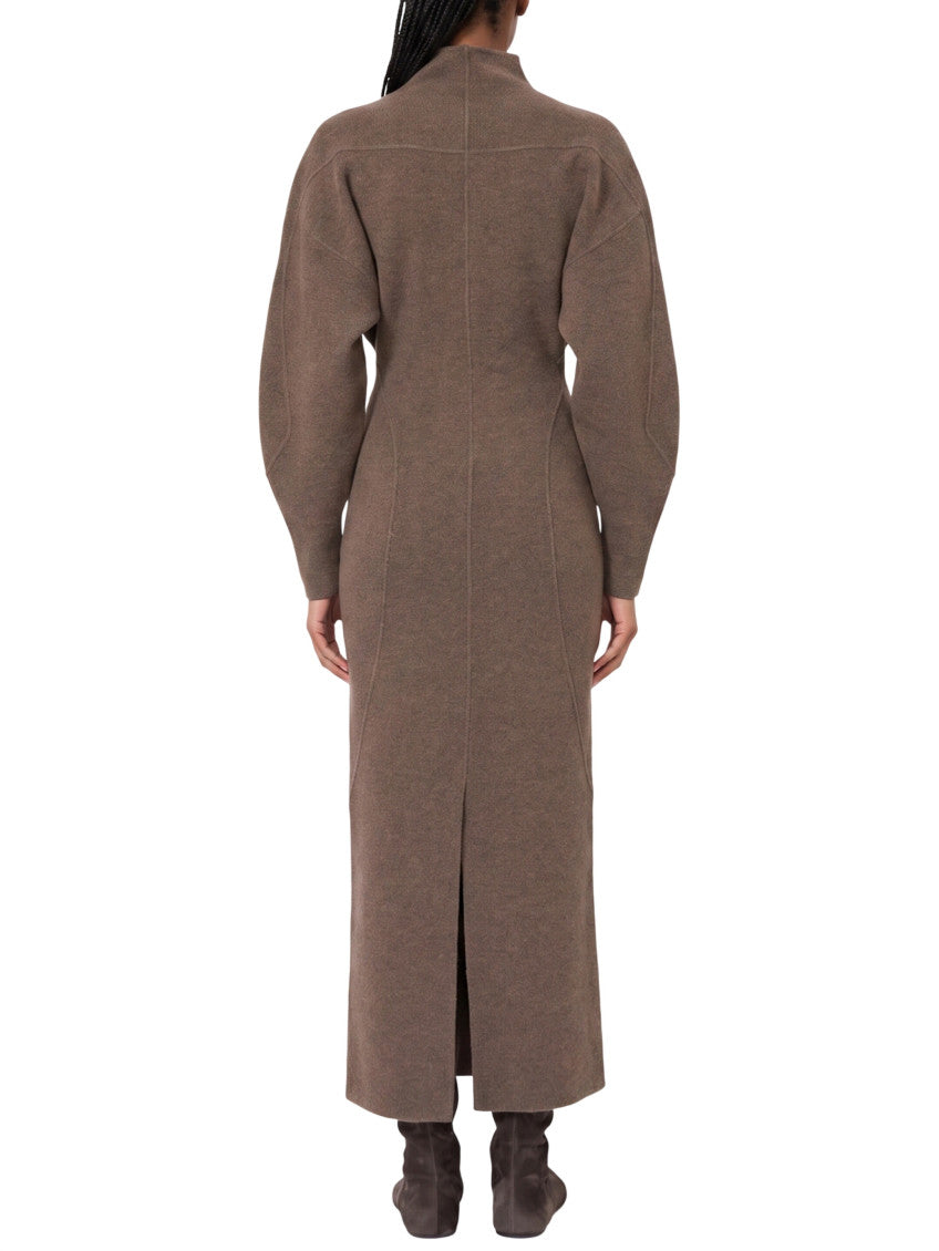 Brown Mock Collar Maxi Dress 2