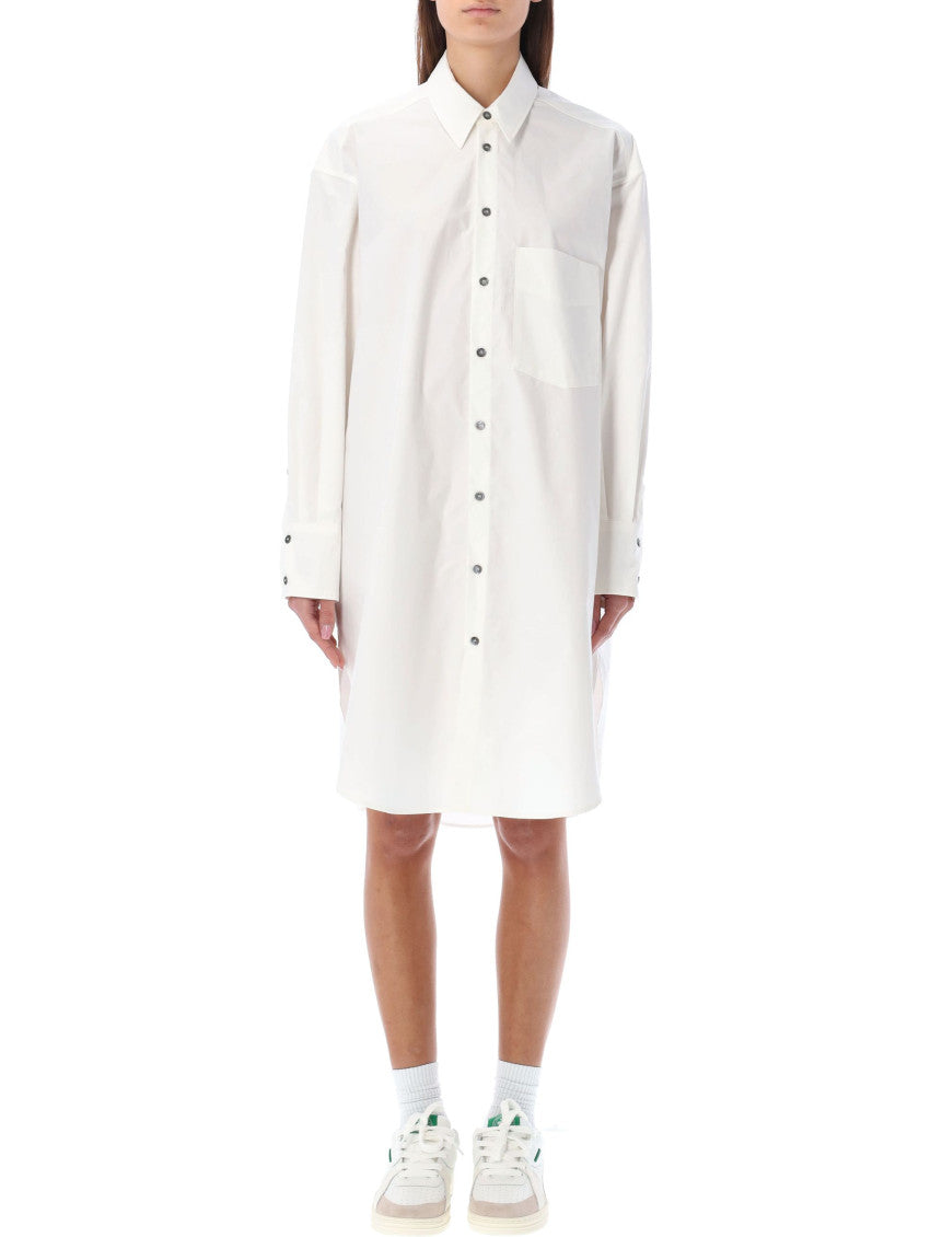 White Logo Shirt Collar Dress 1