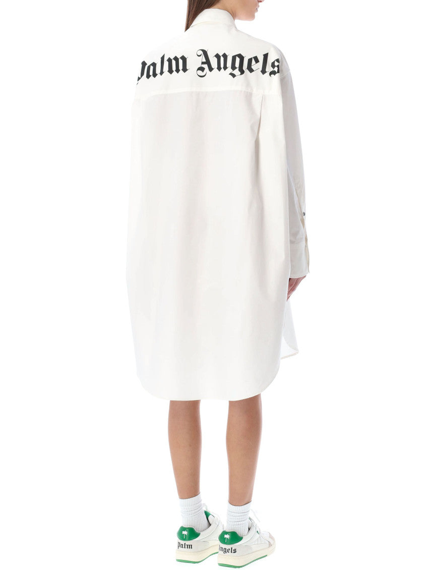 White Logo Shirt Collar Dress 2