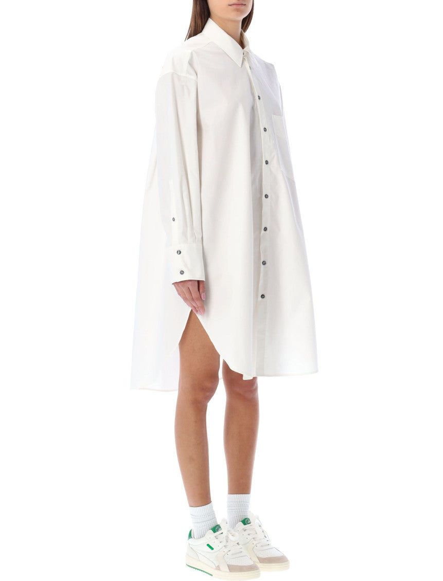 White Logo Shirt Collar Dress 3