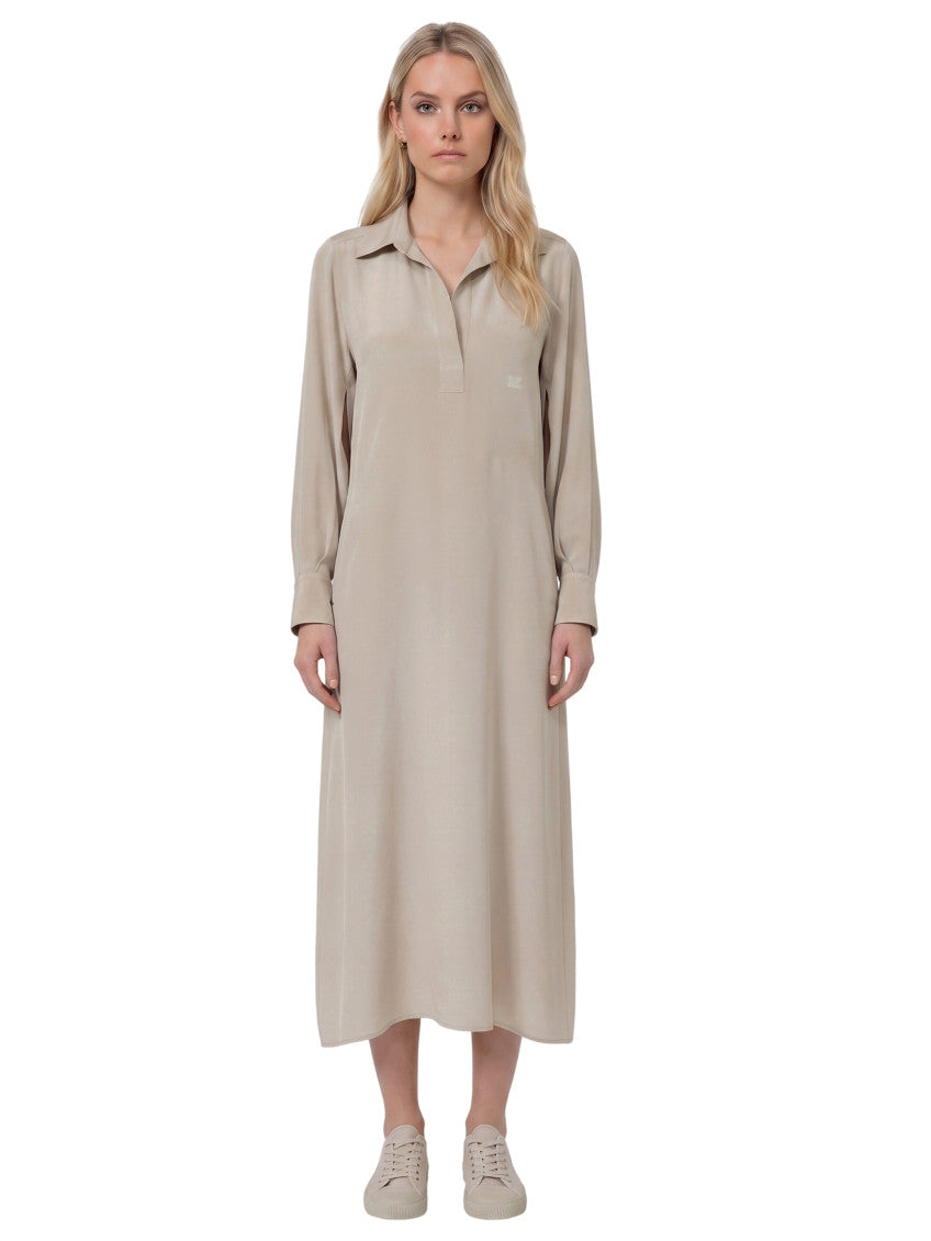 Grey Shirt Collar Midi Dress 1