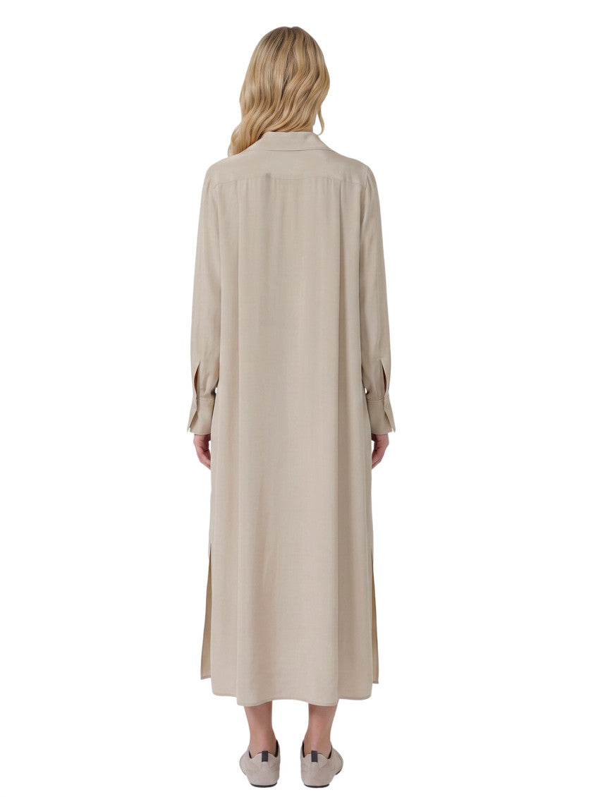 Grey Shirt Collar Midi Dress 2
