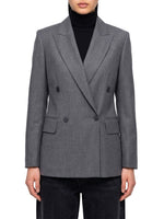 Grey Solid Peaked Lapel Blazer 1