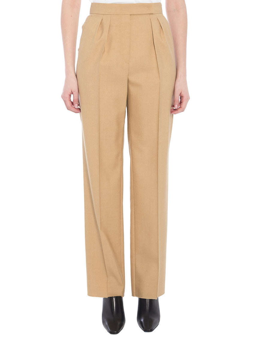 Beige Carrot Pleated Pants 1