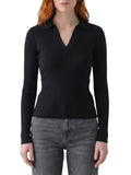 Black Knitted V Neck Polo 1