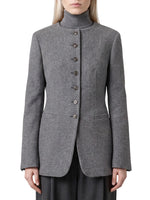 Grey Textured Mock Collar Blazer 1