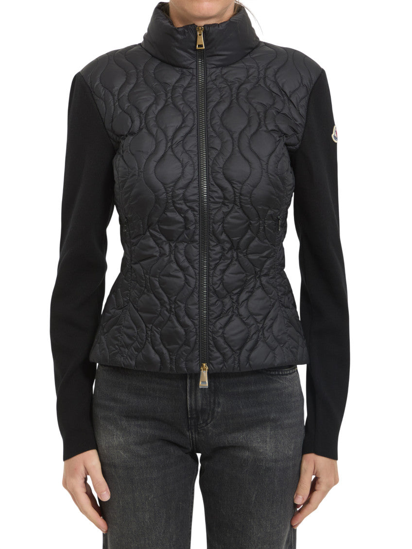 Black Quilted Mock Collar Jacket 1