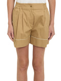 Beige Solid Shorts 1