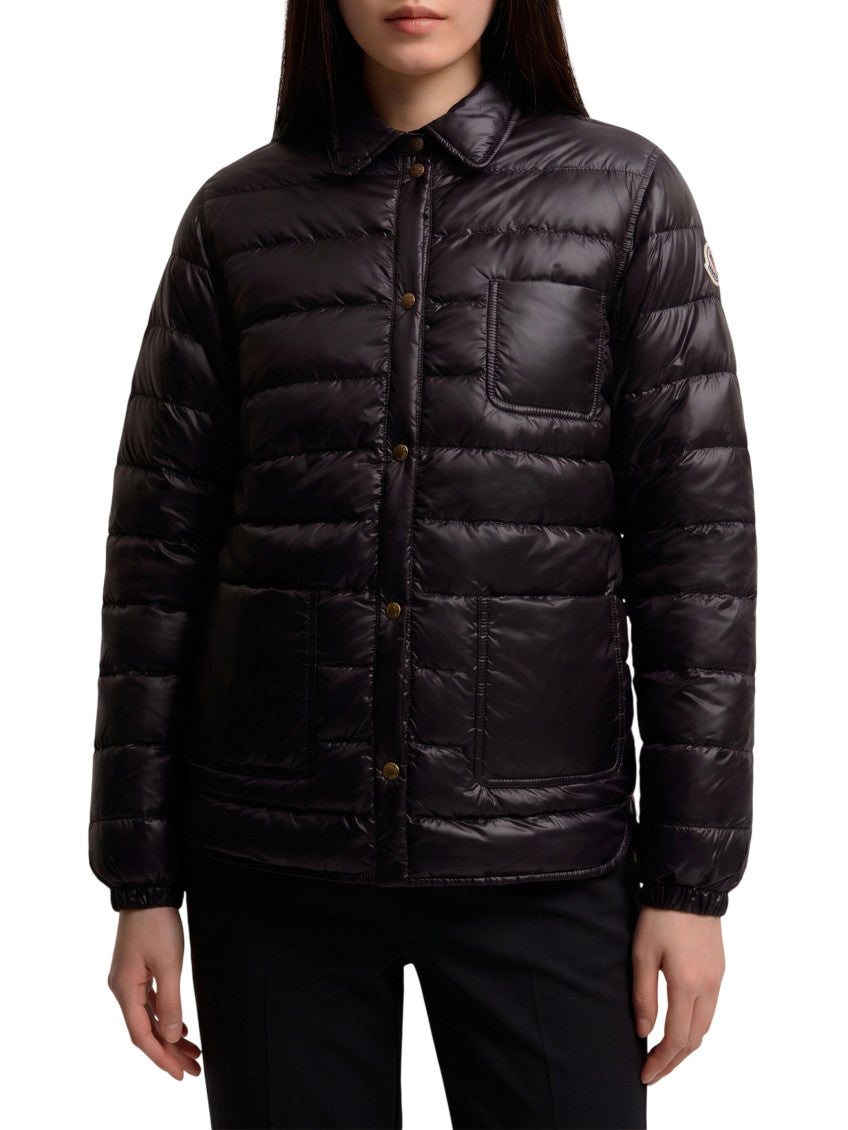 Black Quilted Shirt Collar Jacket 1