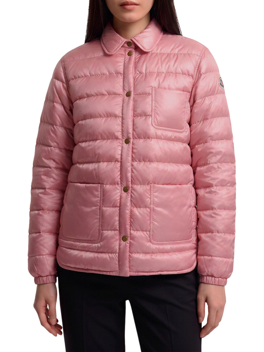 Pink Quilted Shirt Collar Jacket 1