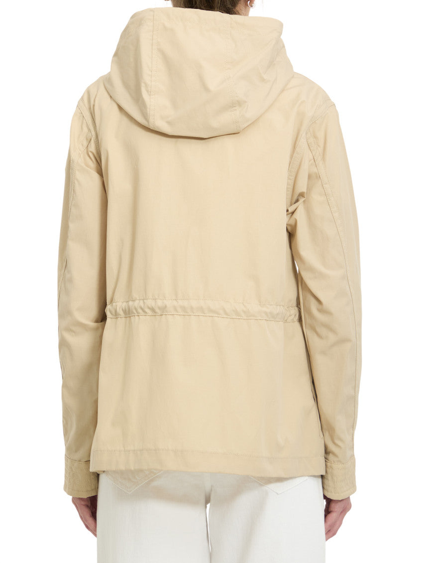 Beige Solid Hood Jacket 2