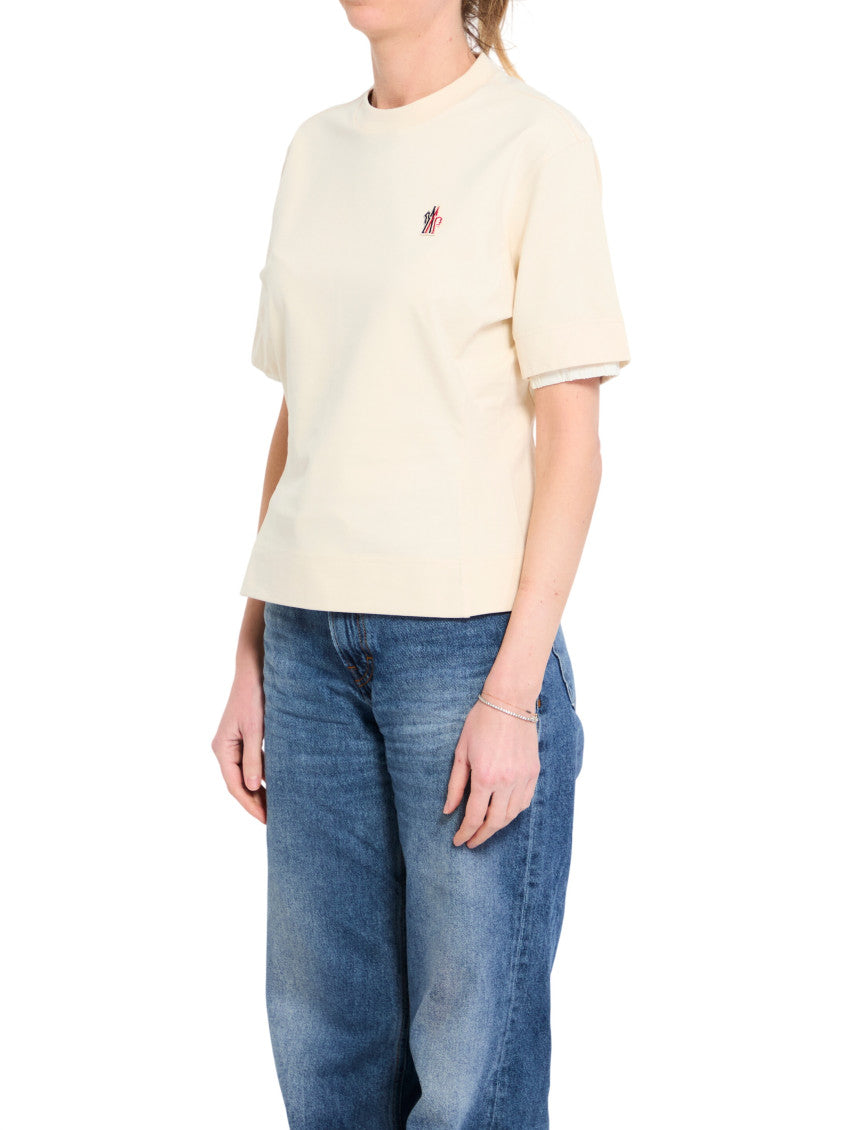 Beige Logo Crew Neck T-Shirt 1