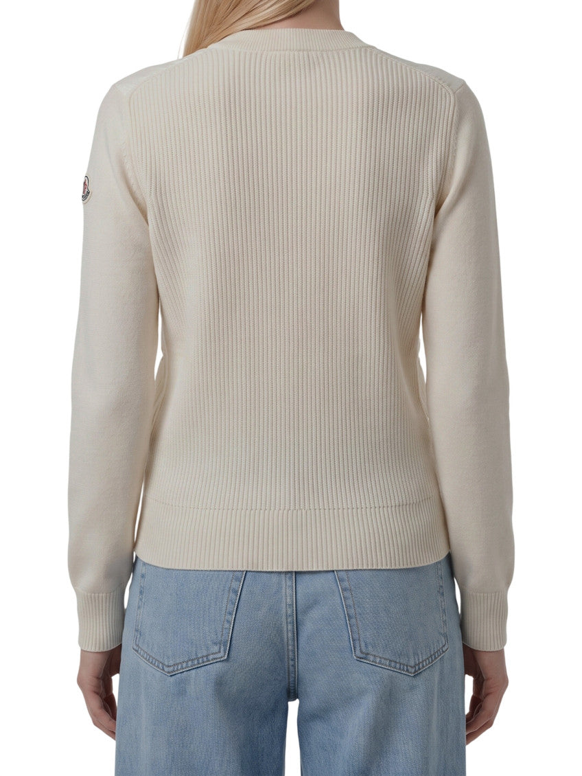 White Quilted Crew Neck Jacket 2