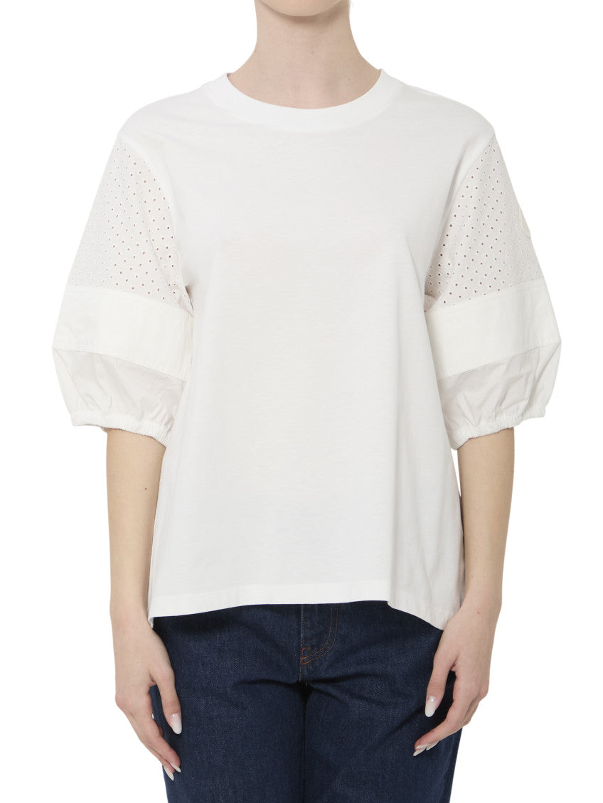 White Embroidered Crew Neck T-Shirt 1