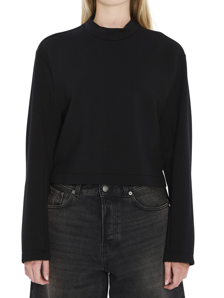 Black Solid Mock Collar Sweatshirt 1