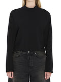 Black Solid Mock Collar Sweatshirt 1