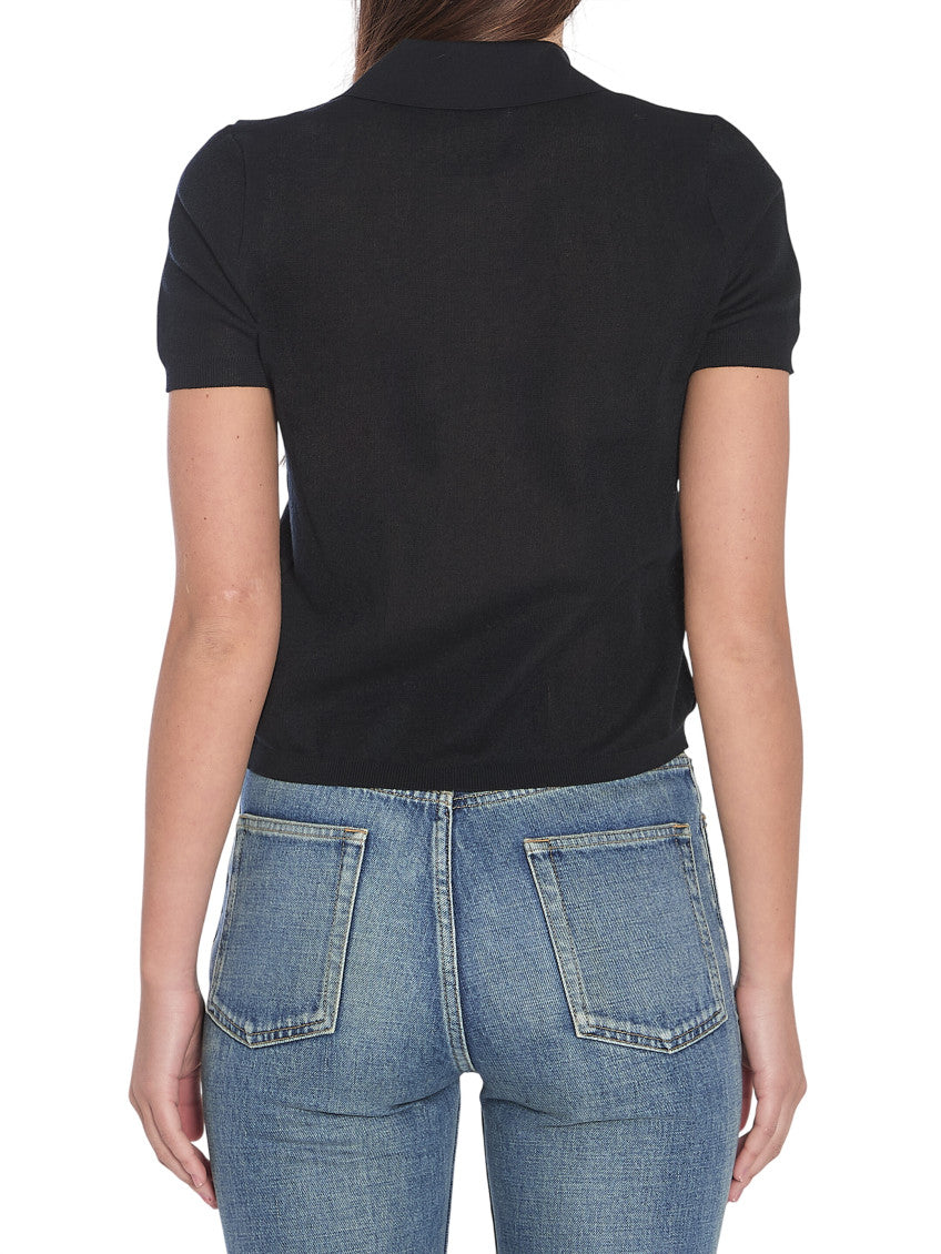 Black Solid Shirt Collar Polo 2