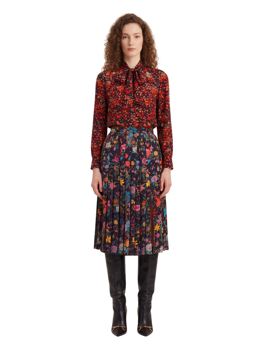 Multicolor Floral Calf Length Skirt 1