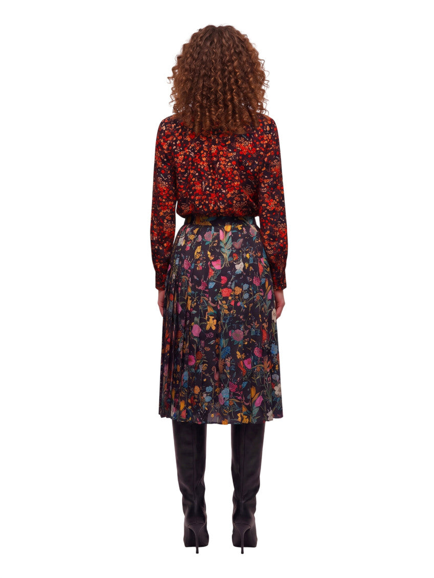 Multicolor Floral Calf Length Skirt 2