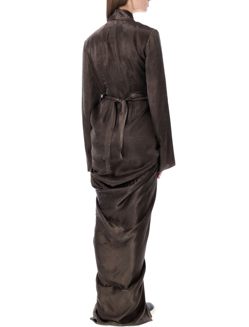 Dark Brown Solid V Neck Maxi Dress 2