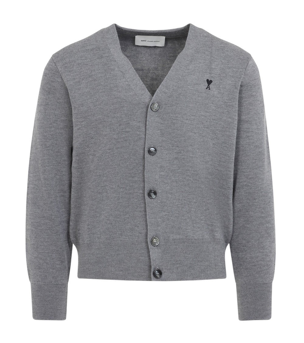 Heather Grey V Neck Cardigan 1