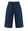 Blue Solid Denim Shorts 1