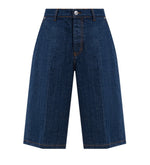 Blue Solid Denim Shorts 1