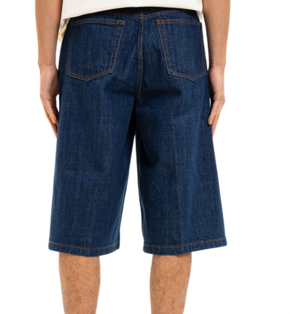 Blue Solid Denim Shorts 3