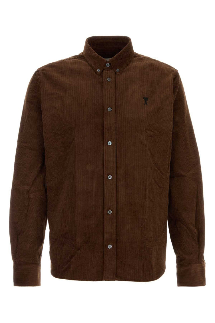 Brown Corduroy Logo Shirt 1