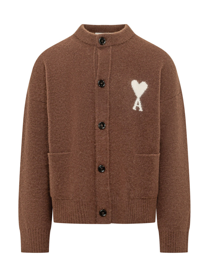 Brown Mock Collar Cardigan 1