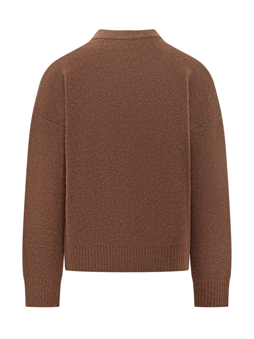Brown Mock Collar Cardigan 2