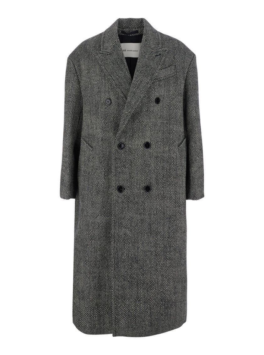 Grey Peaked Lapel Coat 1