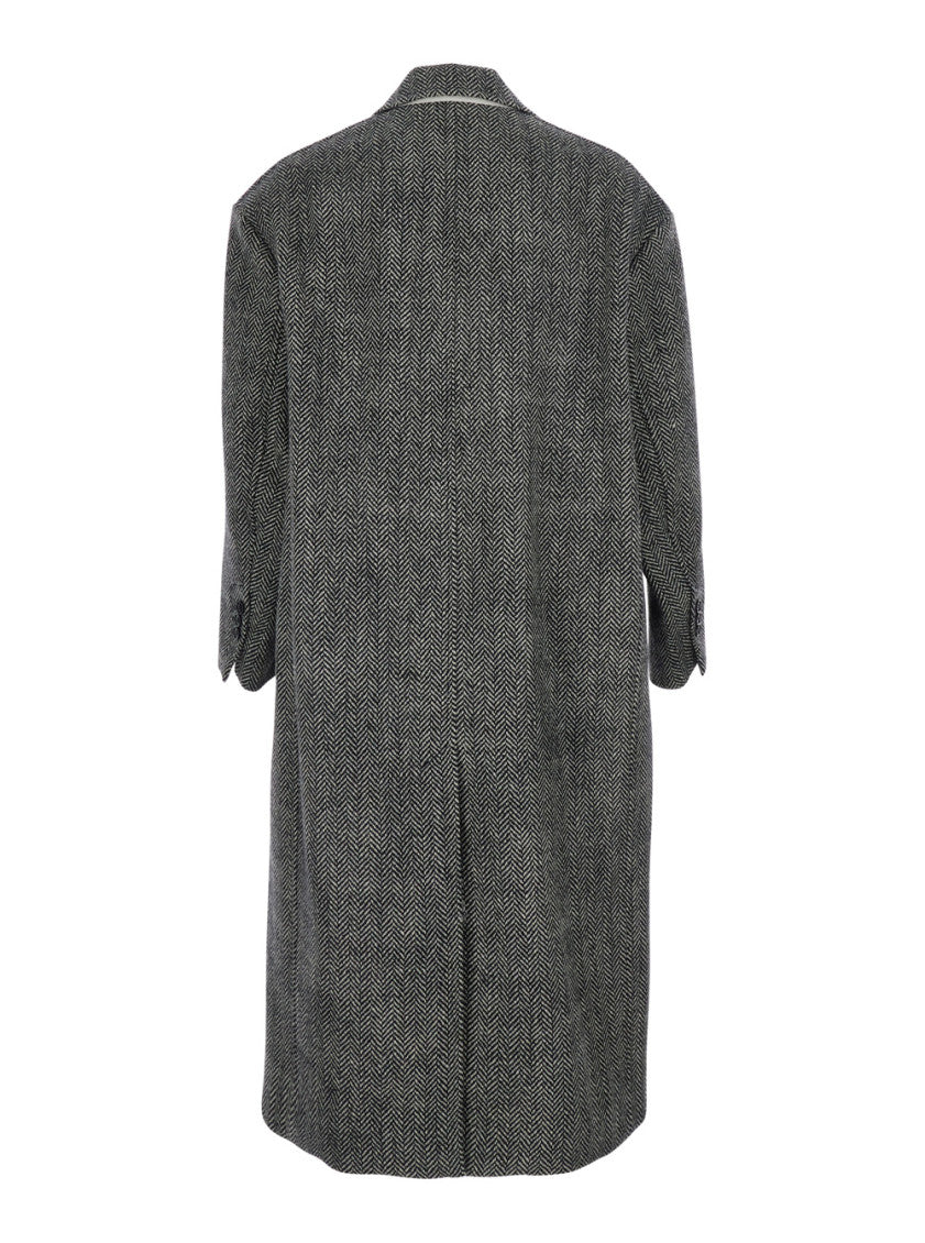 Grey Peaked Lapel Coat 2