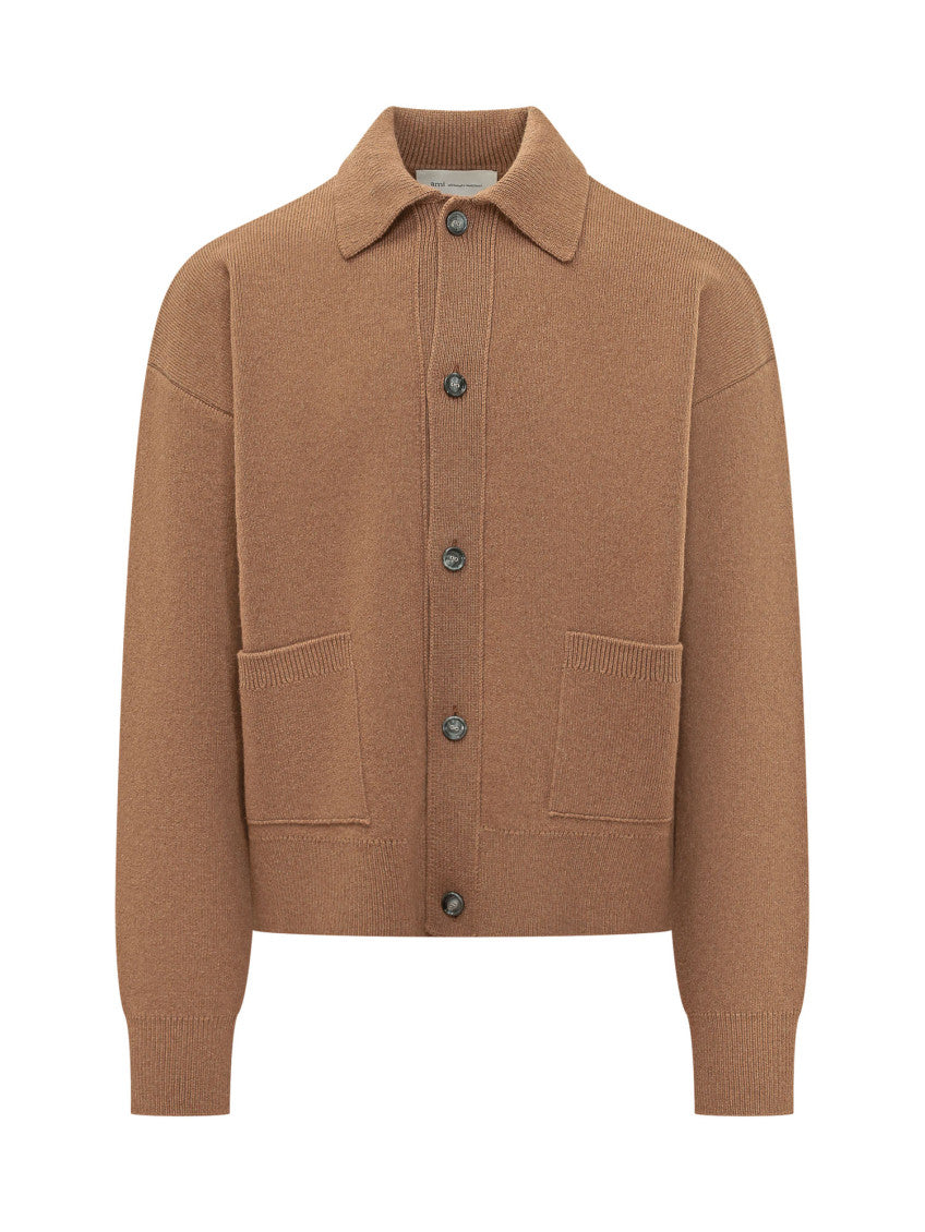 Brown Shirt Collar Cardigan 1