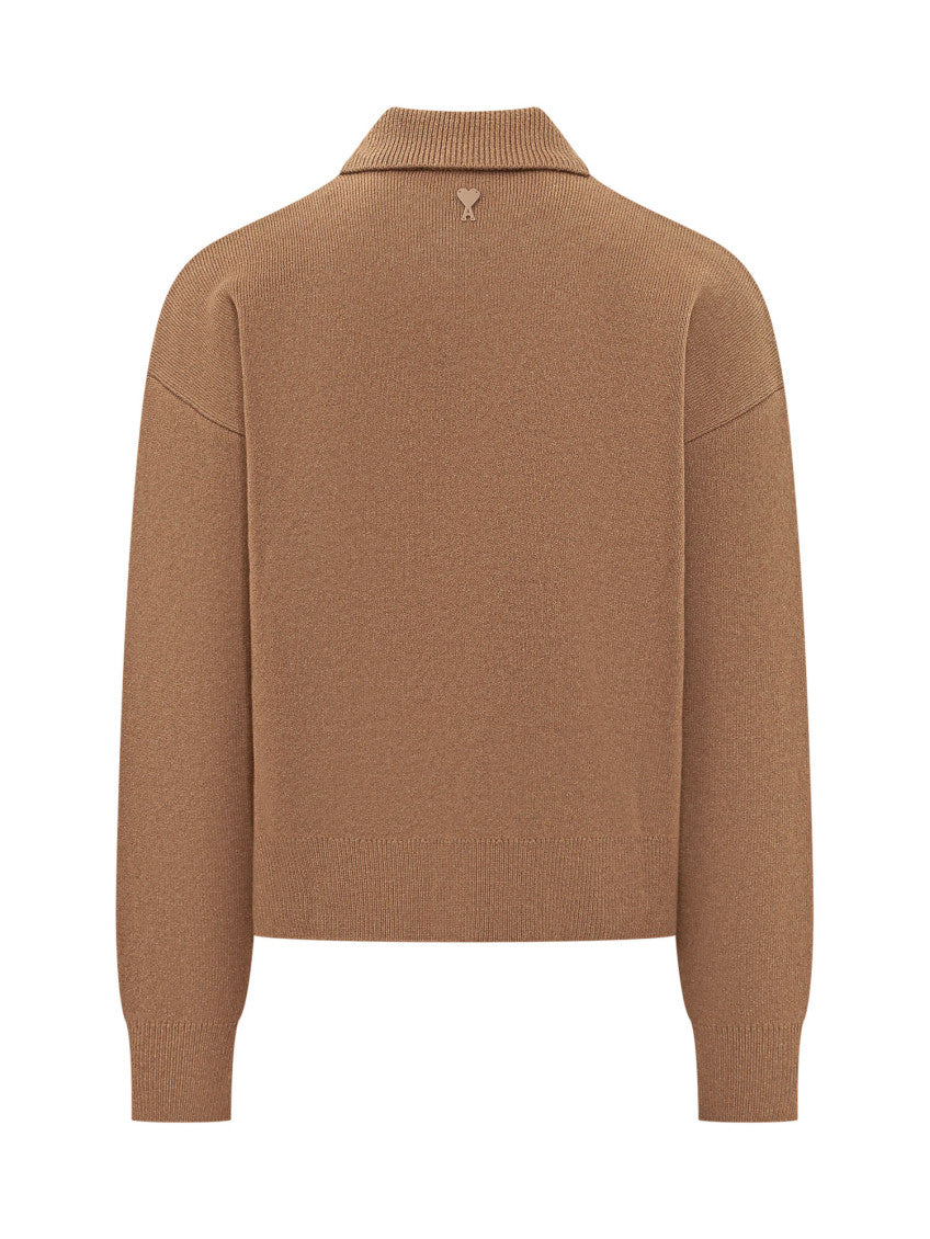 Brown Shirt Collar Cardigan 2