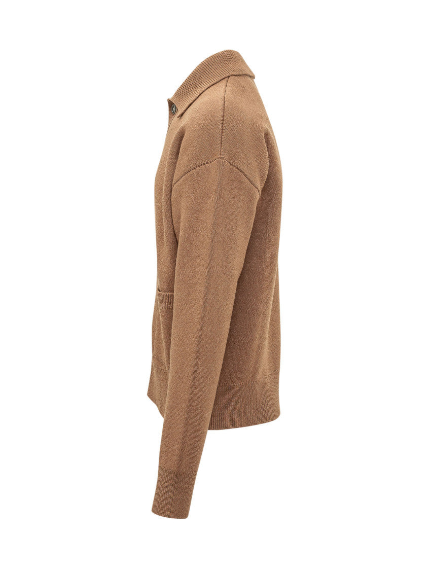 Brown Shirt Collar Cardigan 3