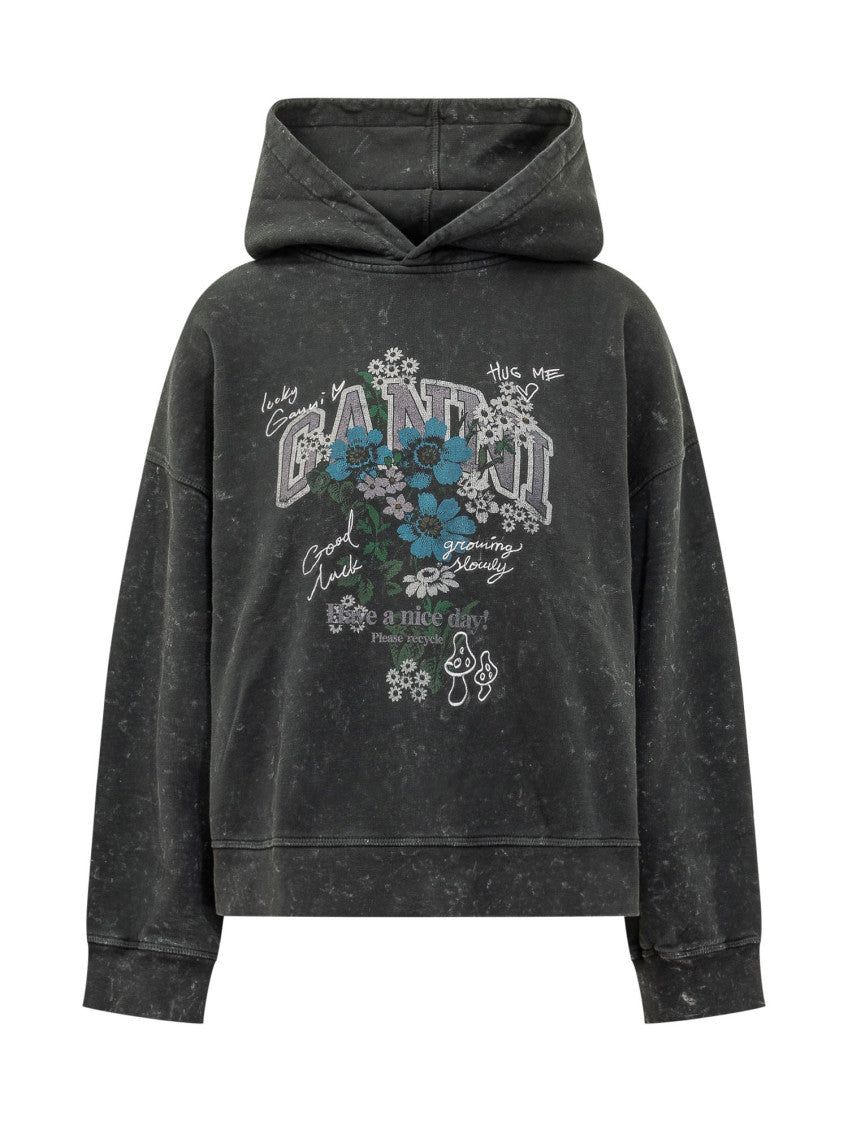Grey Graphic Hood Hoodie 1