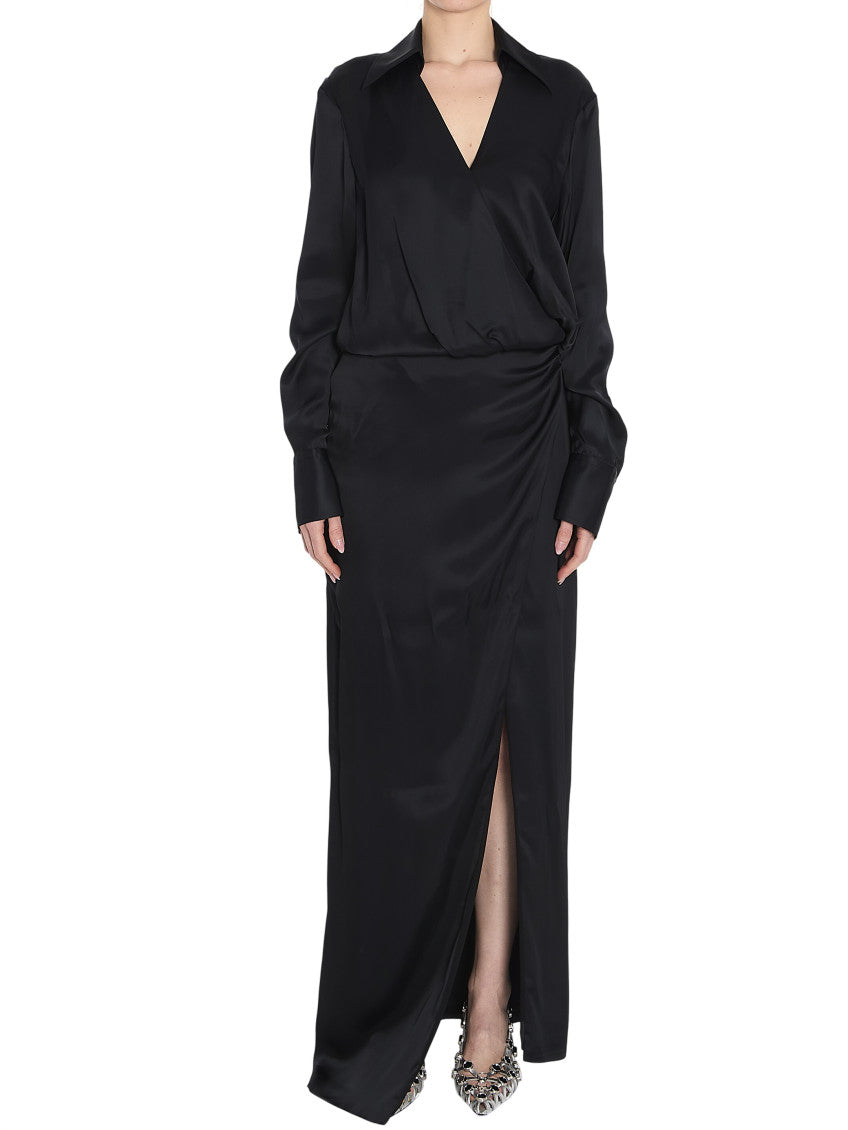 Black Shirt Collar Maxi Dress 1