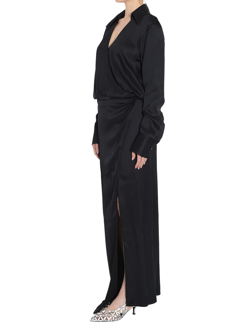 Black Shirt Collar Maxi Dress 2
