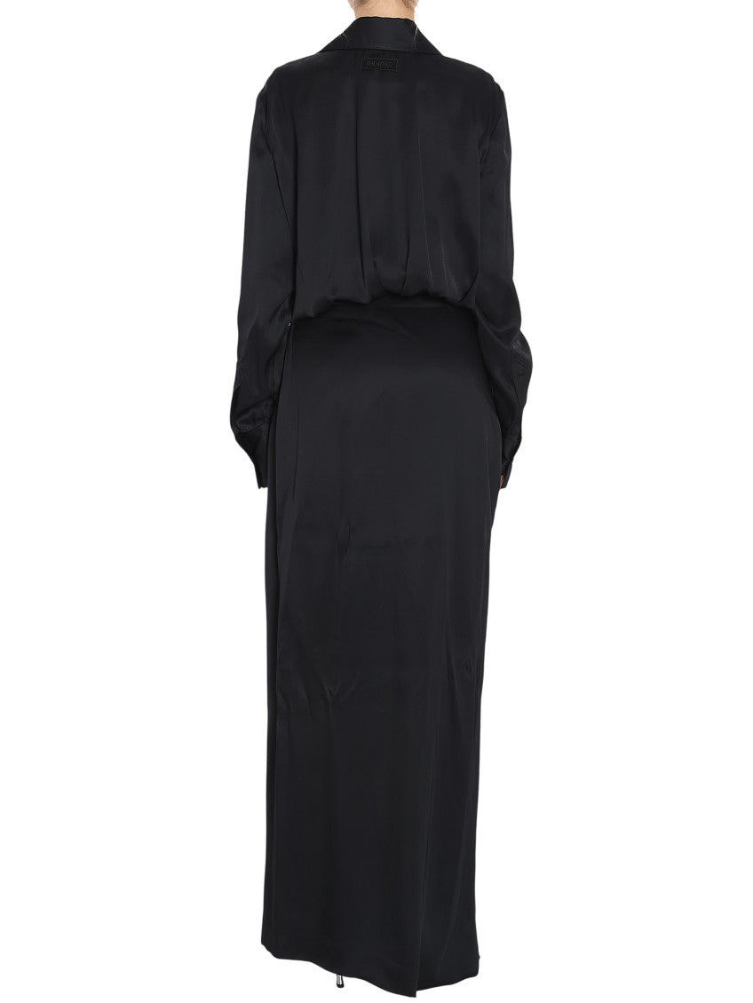 Black Shirt Collar Maxi Dress 3