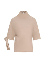 Beige Solid Mock Collar Sweatshirt 1