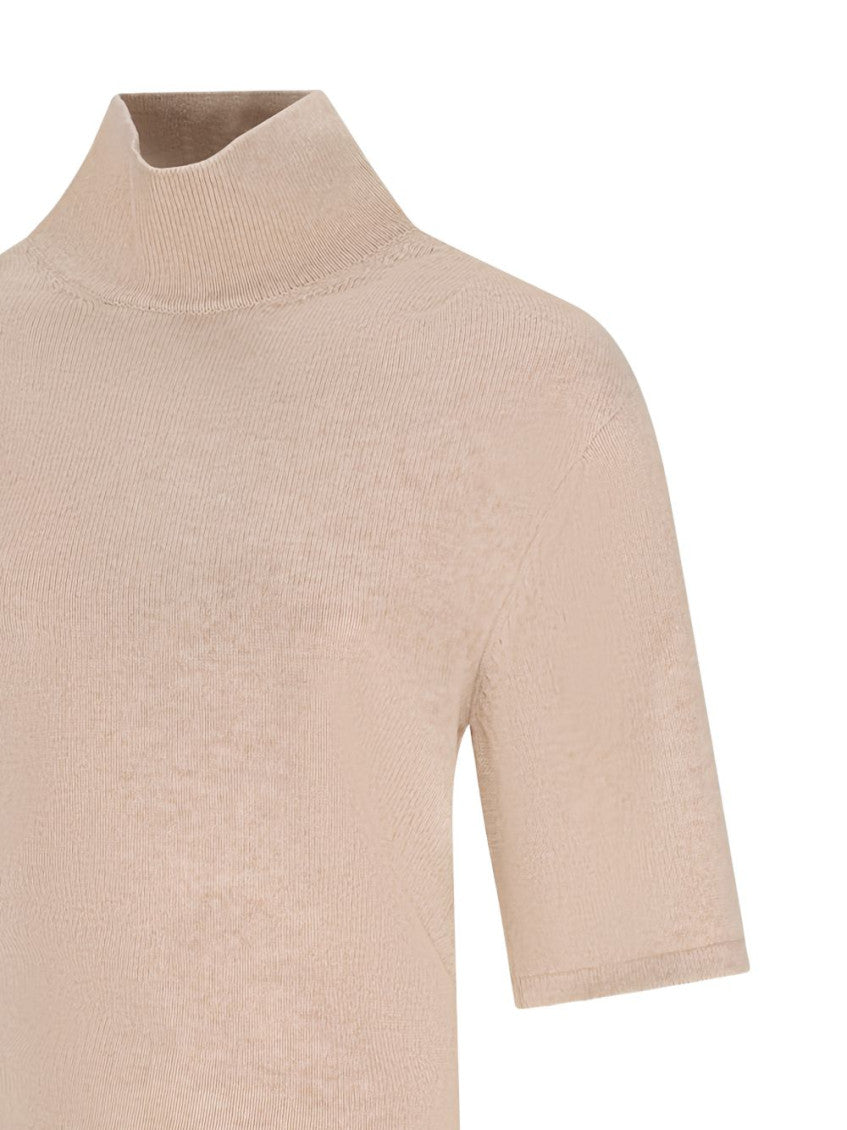 Beige Solid Mock Collar Sweatshirt 3